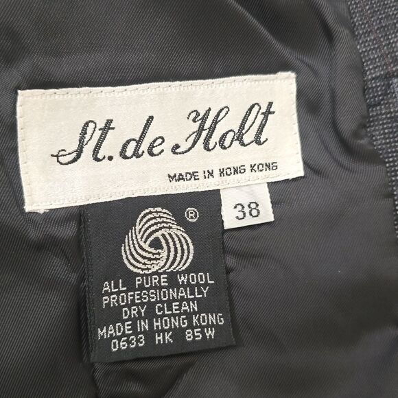 St. De Holt Stylish Black Pinstripe Wool Vest 38 - Picture 6 of 6